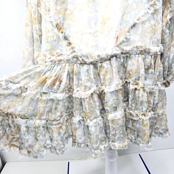 OPT Tuckernuck Olive Green Yellow Tiered Babydoll Boho Dress - Picture 3 of 10